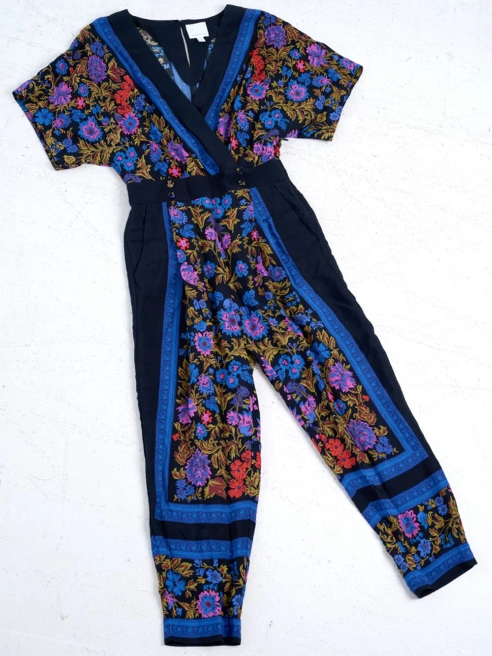 Anthropologie ett:TWA Scarf-printed Jumpsuit sz 4 PETITE - Picture 2 of 14